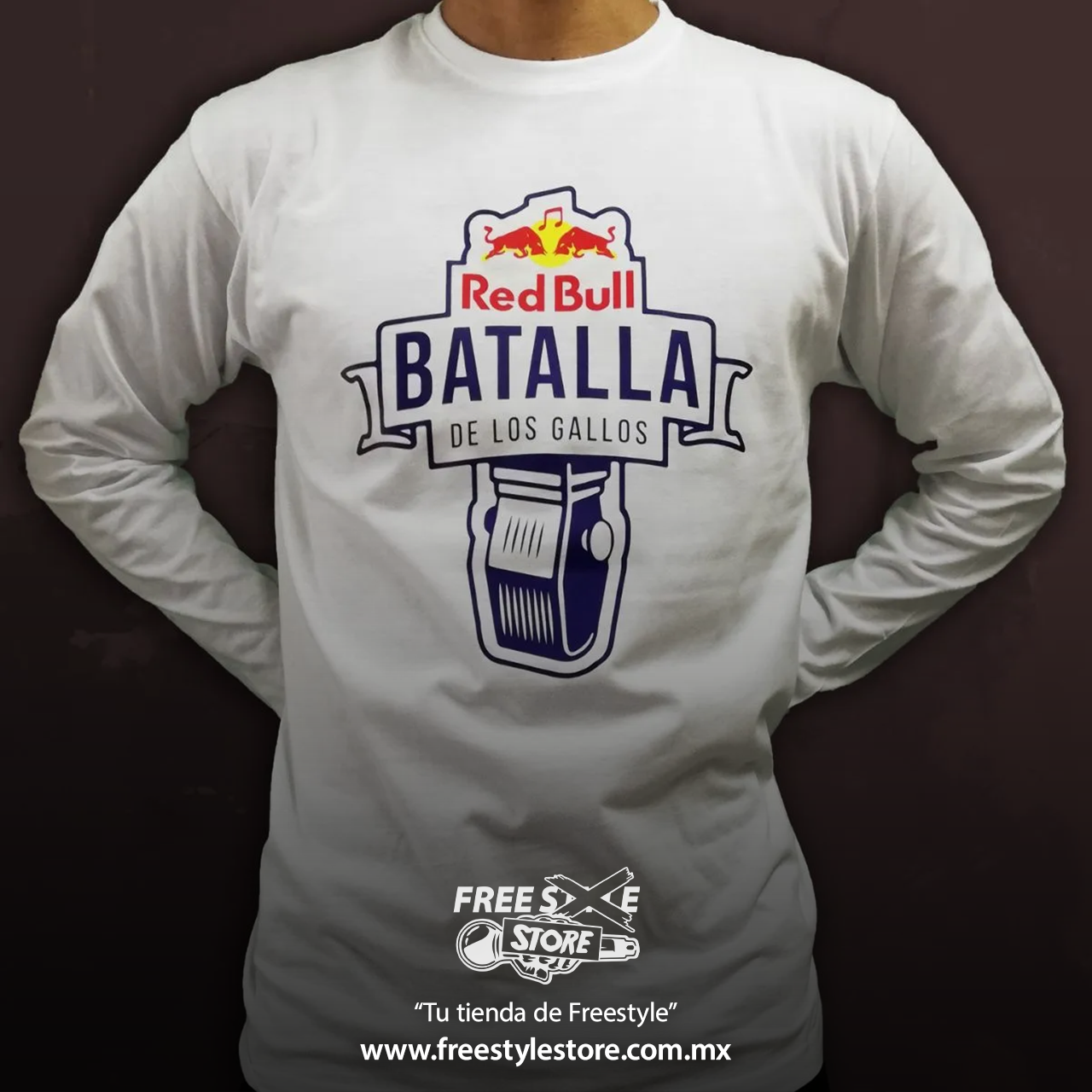 playera red bull batalla de los gallos manga larga