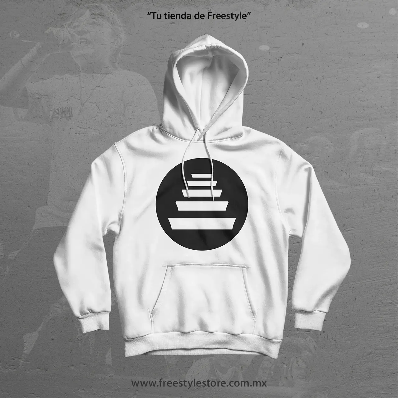 sudadera quinto escalon freestyle rap color blanco